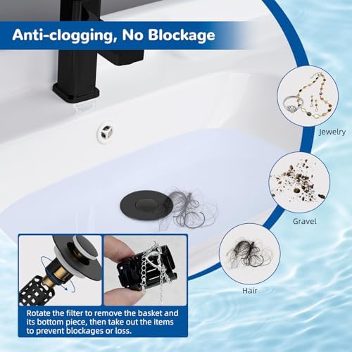 Hibbent 3 PCS Upgraded 3 in 1 Bathroom Sink Drain Strainer, Pop Up Stopper - Image 4