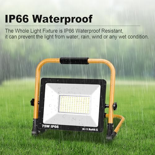 Willpower Portable LED Work Light 75W Job Site Lights 7500LM IP66 Waterproof Construction Floodlights Outdoor with Stand 6000K Daylight White for Camping Workshop Garage with 3.5m Wire Plug - Image 6