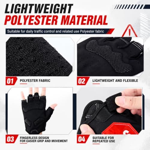 Reflective Traffic Safety Gloves Stop Sign Hand Signal Gear - Image 3
