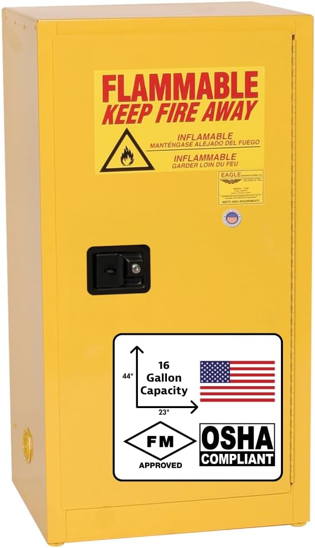 Eagle American Made 16 Gallon F﻿lammable Liquid Storage Cabinet, Self-Close by Eagle