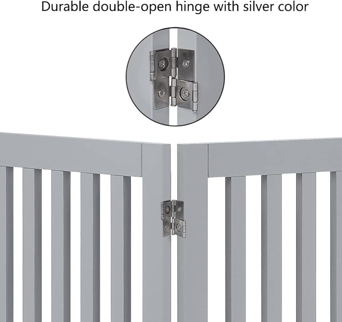 Unipaws Indoor 3 Panels Classic Freestanding Wooden Foldable Pet Gate - Image 7