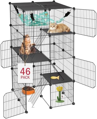 VISCOO Cat Cage, 4-Tier DIY Cat Enclosures Catio,24"x24"x 48" Cat Playpen by VISCOO