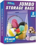 HIBAG 25 Gallon Jumbo Storage Bags, 35” x 24” Resealable Clear Bags with Handle, Extra Large XL Heavy Duty for Clothes Pillow Travel Moving, Pack of 5 by HIBAG