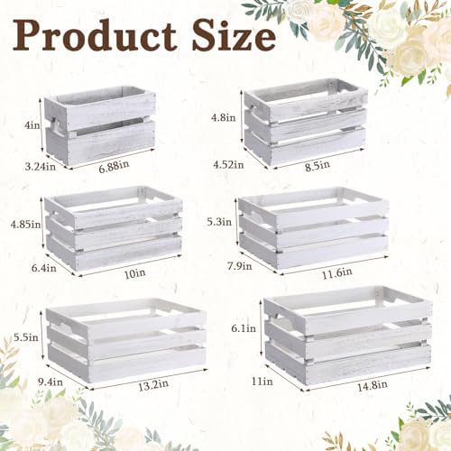 CroBlissful 6 Pcs Decorative Wood Crate Storage Display, Vintage White - Image 2