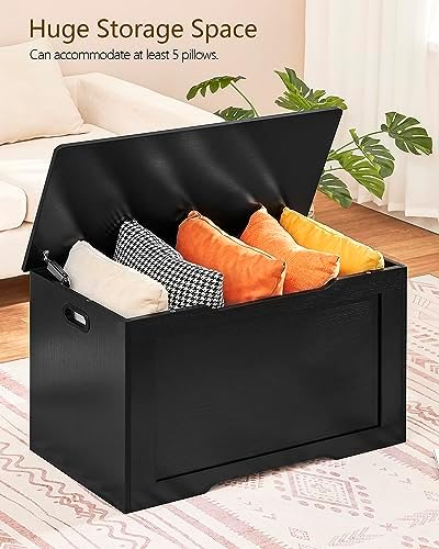 usikey 29.5” Storage Chest, Toy Box with Safety Hinge & Gel Bumpers, Toy Chest, Lift Top Storage Trunk, Supports 220 lb, for Living Room, Bedroom, Entryway, Black - Image 4