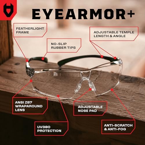 NoCry Clear Safety Glasses for Men and Women with Anti-Fog and Scratch Resistant Wrap Around Lenses, Adjustable Temples and Nose Pads — ANSI Z87 Certified Protective Eyewear with 100% UV Shielding - Image 2