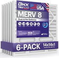 BNX TruFilter 14x14x1 Air Filter MERV 8 (6-Pack) - MADE IN USA – Dust & Pet Defense Pleated Air Conditioner HVAC AC Furnace Filters for Dust, Pet, Mold, Pollen MPR 600 – 700 & FPR 5 by BNX