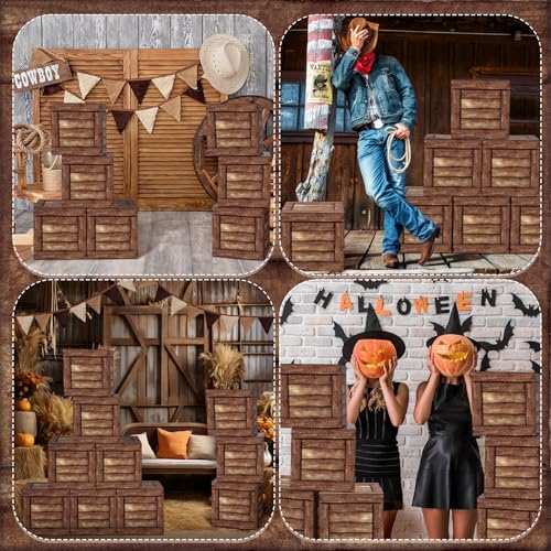 Gilprop 12 Pcs Cowboy Party Decorations Wood Grain Boxes Western Rustic - Image 6