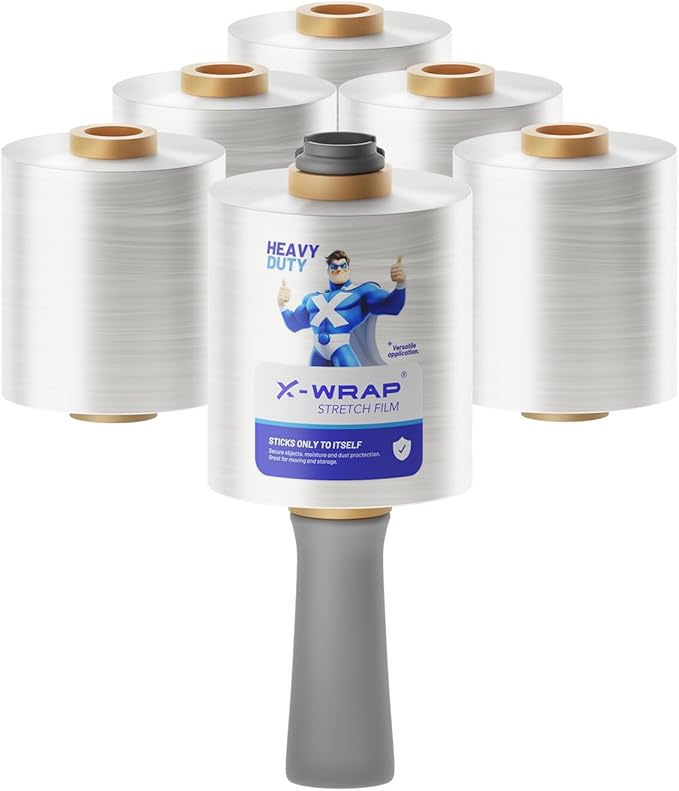 X-Wrap 6-Pack x 80 Gauge x 4”inch x 800ft, Mini Clear Stretch Wrap Film by X-WrapStretchFilm