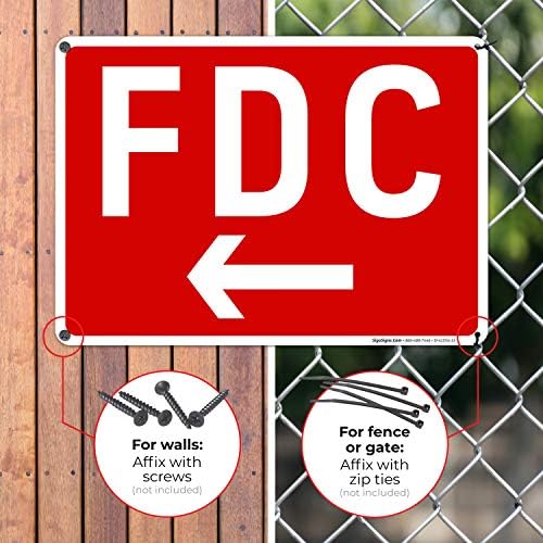 FDC Left Arrow Sign, Red Background, - Image 3