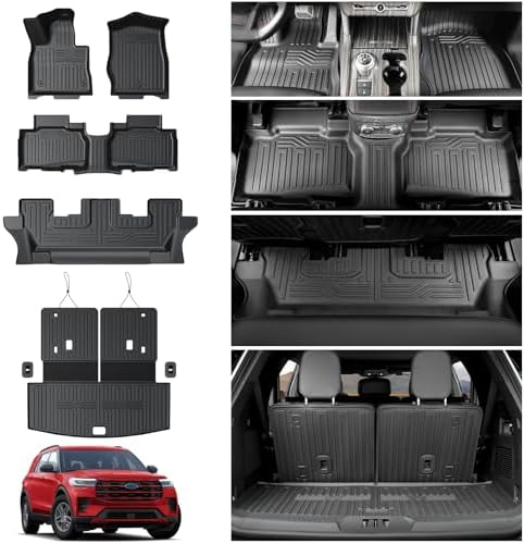 Floor Mats for 2020-2026 Ford Explorer Accessories 7 Seats Set by Houclemic