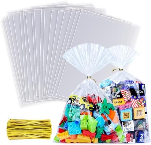 100pcs 8X12 inch Clear Cellophane Bags Gift Wrap Treat Party Favors Bags by MORIDA