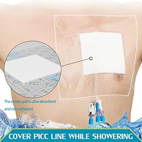 Waterproof Shower Protector Large Cover Shields for PICC Central Line Peritoneal Dialysis Chest Port Feeding Tube PD Catheter Accessories Bandages with Non-Stick Center Pad 12"x12"(Pack of 14) - Image 2