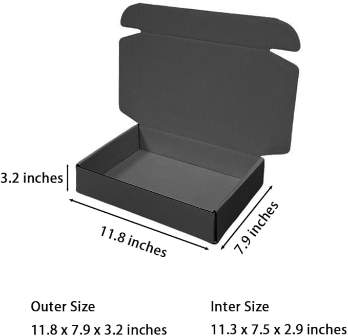 10 Pcs 11.8 x 7.9 x 3.2 inches Corrugated Cardboard Gift Boxes Recyclable - Image 2