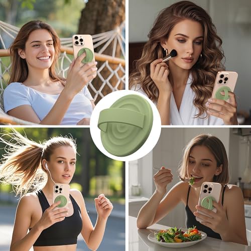 Magnetic Phone Grip for MagSafe, Silicone Ring Grip, Tea Green - Image 2