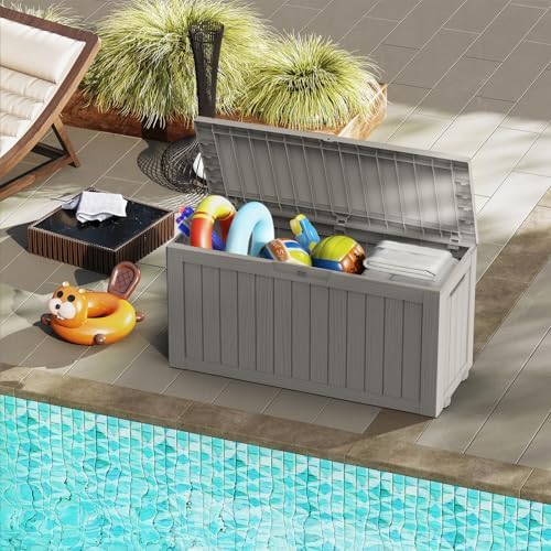 Mars Villa 75 Gallon Outdoor Storage Box, Patio Deck Box Waterproof, Grey - Image 3