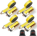 VEVOR Ratchet Tie Down Straps (4-Pack), 10000 lb Break Strength, Heavy Duty Double J Hooks, 2" x 27' with Padded Handles - Ideal for Moving, Securing Cargo, Appliances, Lawn Equipment, and More by VEVOR