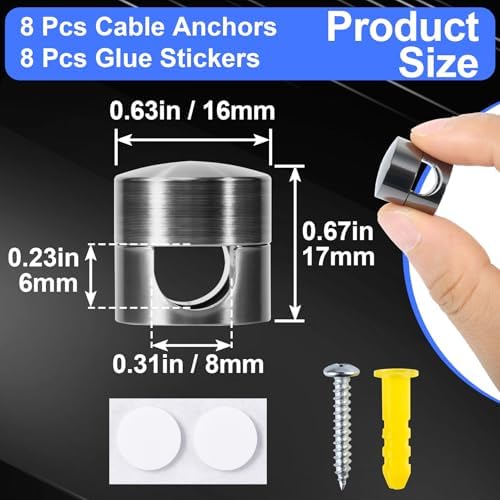 SmallCat 8 Sets Charger Holders for Cords, Black Cable Anchor Holders - Image 2
