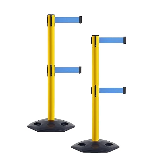 Crowd Control Warehouse CCW Set of 2 Retractable Dual Belt Stanchion Safety by Crowd+Control+Warehouse