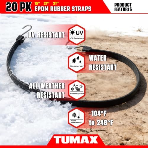 20PCS EPDM Bungee Cords S Hooks,Heavy Duty Tarp Straps - Image 6