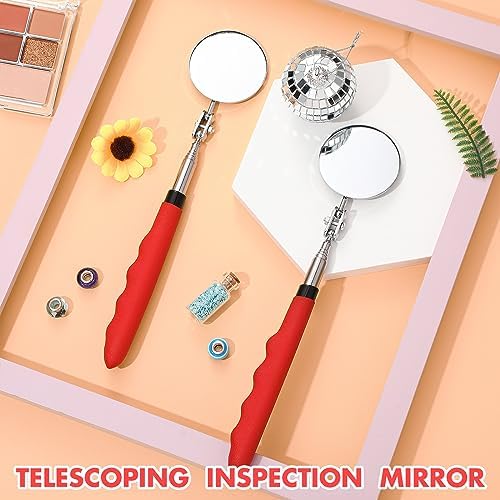 Copkim 2 Pcs Telescoping Inspection Mirror Mechanics Mirror,50mm,Red - Image 4