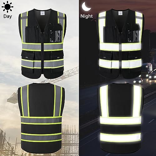 Safety Vest for Men Women with Pockets (KZ176-Black-3XL) - Image 5
