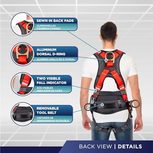 Palmer Safety Hammerhead 5pt Safety Harness Back Padded, QCB Chest, Tongue Buckel Legs Straps, Back & Side D-Rings - Image 3