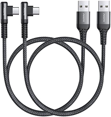 AINOPE [2 Pack 1.6FT Type C Cable, 3.1A Type C Charger Fast Charging, Right Angle Nylon Braided USB to USB C Cable Compatible with Galaxy S22 S21 S10, Note 10 9 A51 LG G8 G7 Charging Cord by AINOPE10yearsforphoneaccessories