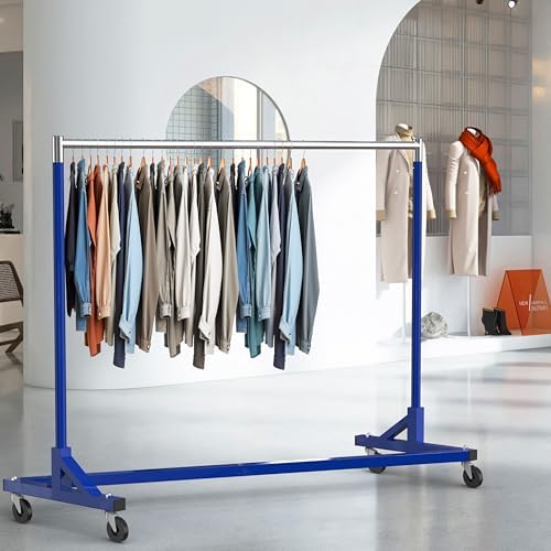 Simple Houseware Industrial Grade Z-Base Garment Rack, 63" W/500Lb, Blue - Image 4