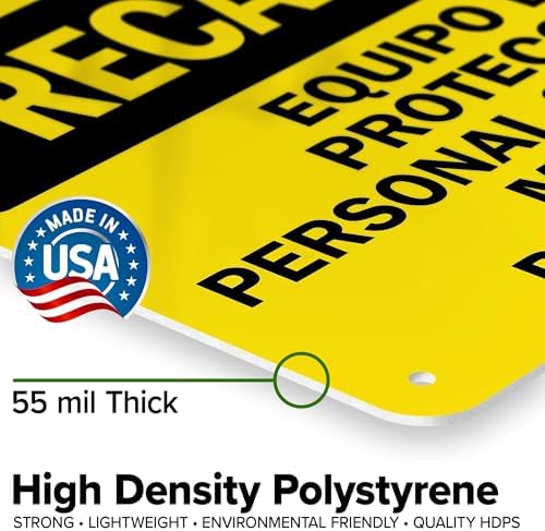 Caution Personal Protective Equipment Required Beyond This Point Bilingual Osha Sign, 10x14 Inches, 55 mil thick HDPS (high density polystyrene), Made in USA by My Sign Center - Image 3