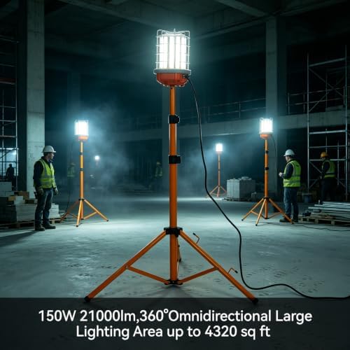 150W Led Jobsite Construction Work Light on Tripod Stand 21000lm - Image 7