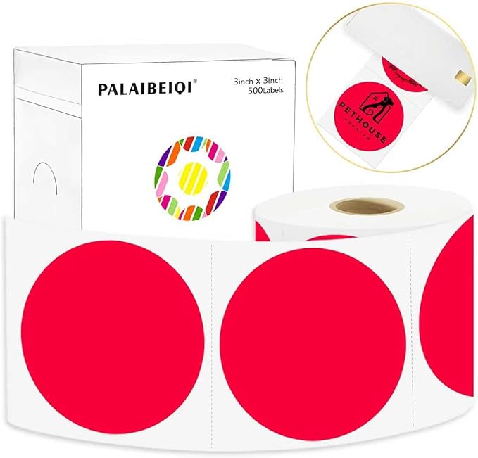 3 X 3 Inch Round Thermal Labels Circle Color Coding Labels Printable Waterproof by Palaibeiqi