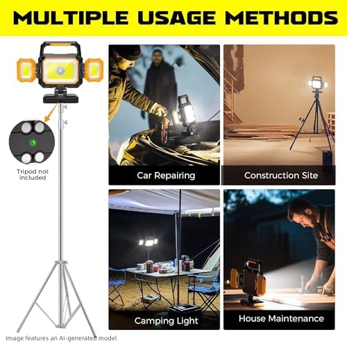 YZONI 4000LM Rechargeable LED Work Light, Magnetic Portable Shop Light - Image 6