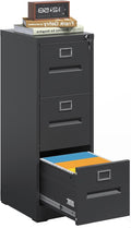Black Metal File Cabinet with 3 Drawer, Vertical File Cabinet with Lock by IKIMIMetalFurniture