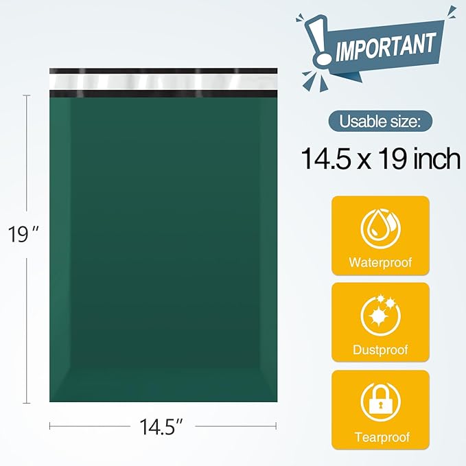 Famagic Poly Mailers 14.5x19 Inch 100pcs Shipping Bags Ultramarine Green - Image 2