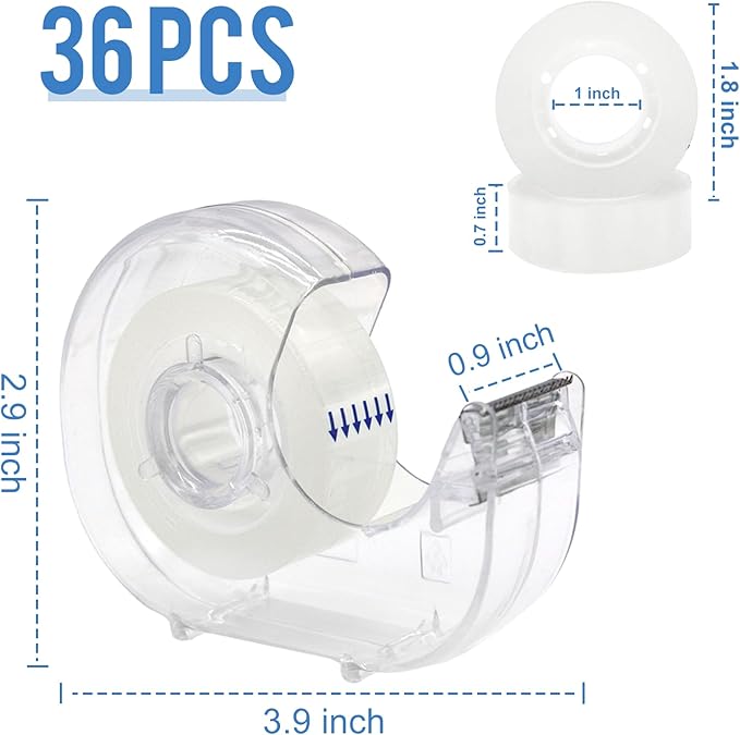 36 Pcs Transparent Tape with Dispenser, 0.7 in x 1000 in Clear Tapes and - Image 2