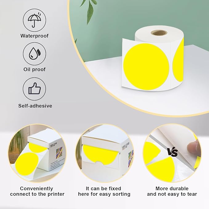 3 x 3Inch Round Color Coding Labels Circle Thermal Labels Printable Waterproof - Image 4