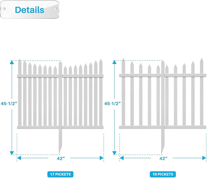 Patio Outdoor Fence 36"Hx84"L White Vinyl Picket Fence Panels Privacy Fence - Image 5
