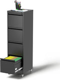 4 Drawer Mobile File Cabinet, Under Desk File Cabinet, Metal Filing Cabinets by VIYET