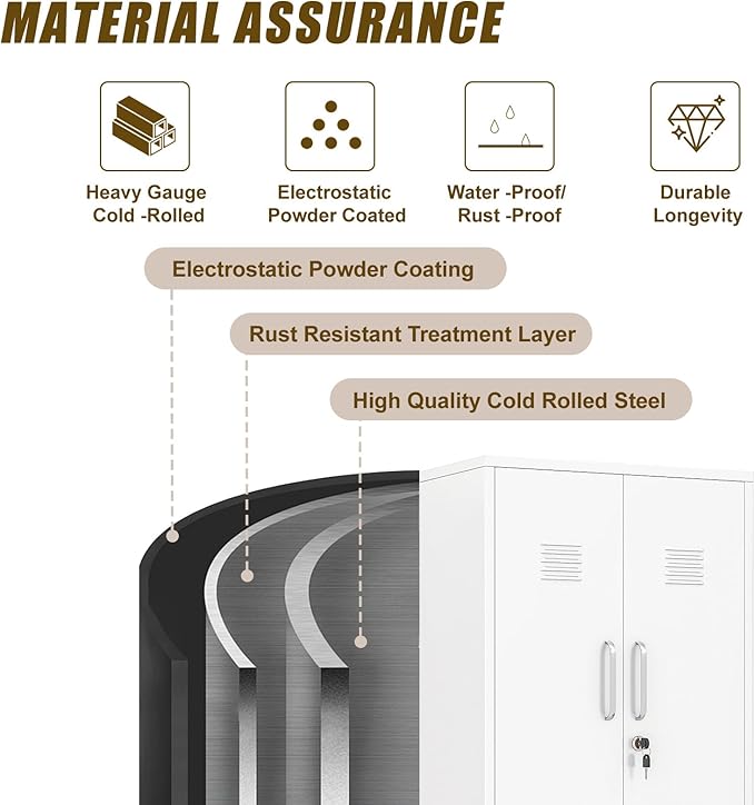 White Metal Locker Cabinet, Vertical Steel Storage Cabinet - Image 6