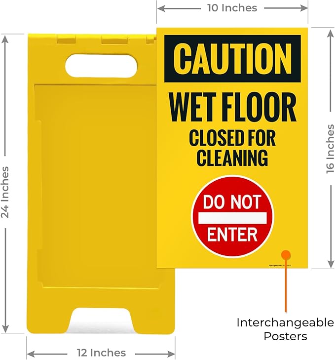 Caution Wet Floor Closed for Cleaning Do Not Enter Sidewalk Sign Kit, 10x16 - Image 3