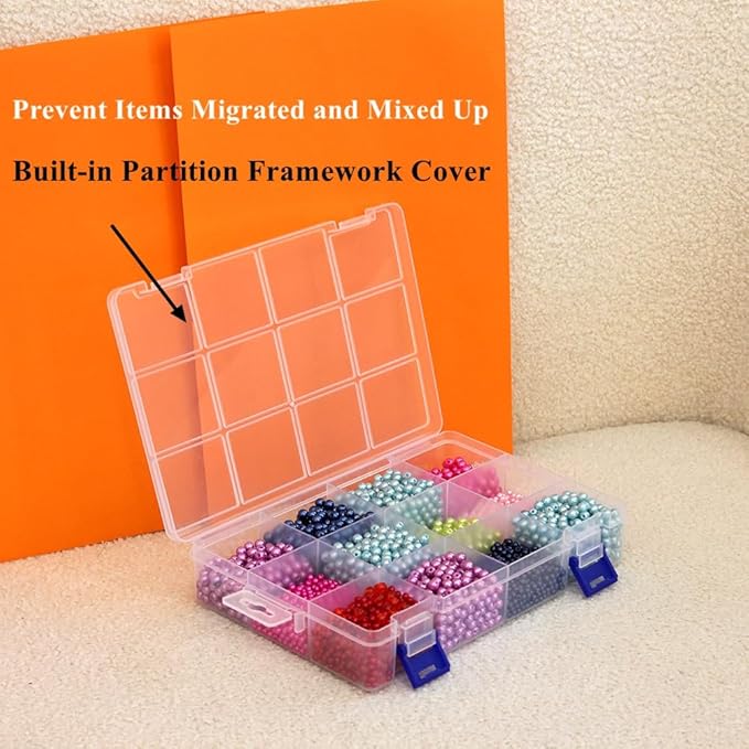 BangQiao 6 Pack Fixed 12 Grids Clear Plastic Storage Divider Box - Image 6