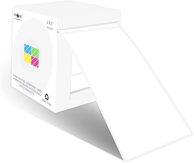 PARLAIM 3" x 5" Adhesive Color Cod Stickers, 250 per Dispenser Box Roll Square by PARLAIM