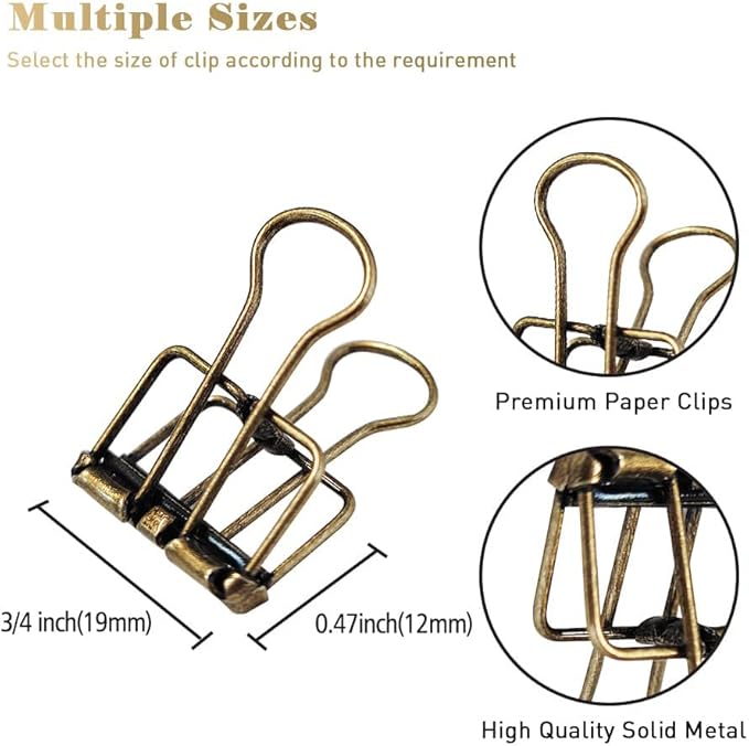 Hollow Out Bronze 3/4 Inch Micro Binder Clips - Image 2