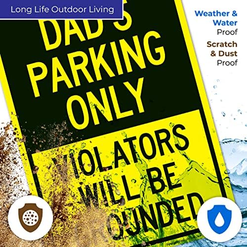 Dad's Parking Only Violators Will Be Grounded Sign, 10x14 Inches, Rust Free - Image 5
