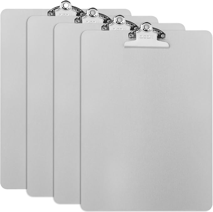 ZCZN Metal Clipboard, 4 Pack Heavy Duty Aluminum Clipboards 12 x 9 Inches by ZCZN