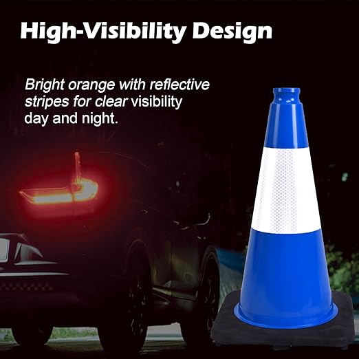 4 Pack 18 Inch Blue Safety Cones Durable - Image 4