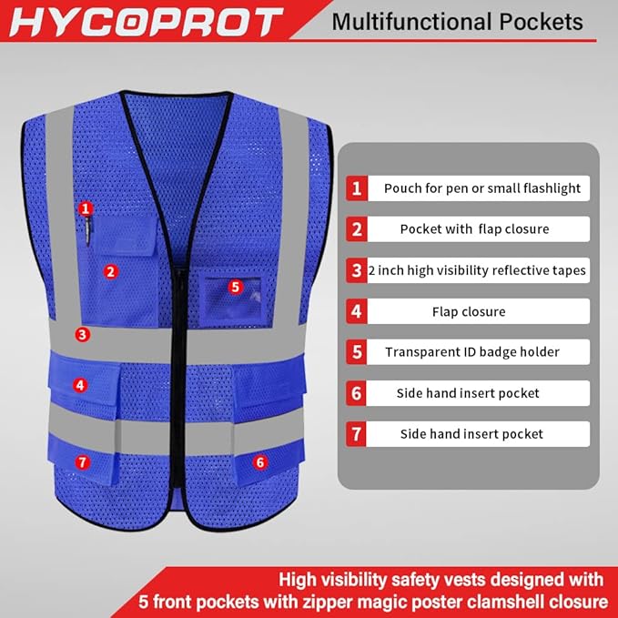 HYCOPROT High Visibility Mesh Safety Reflective Vest - Image 2