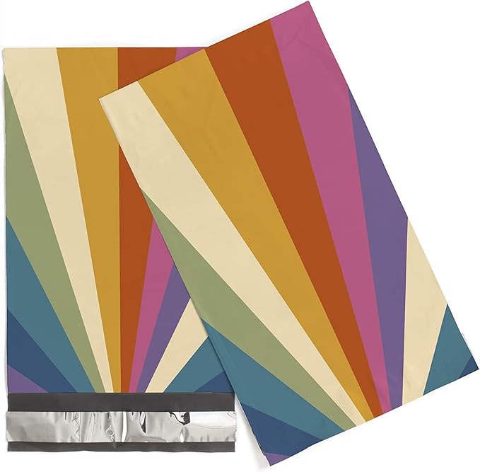 6x9 Poly Mailers – Retro Rainbow – Waterproof, Tear-Resistant Shipping Bags by PackageMint