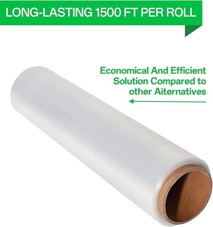 18 Inch Stretch Wrap Roll, Heavy Duty 1500ft Shrink Wrap Roll, Plastic Wrap - Image 9